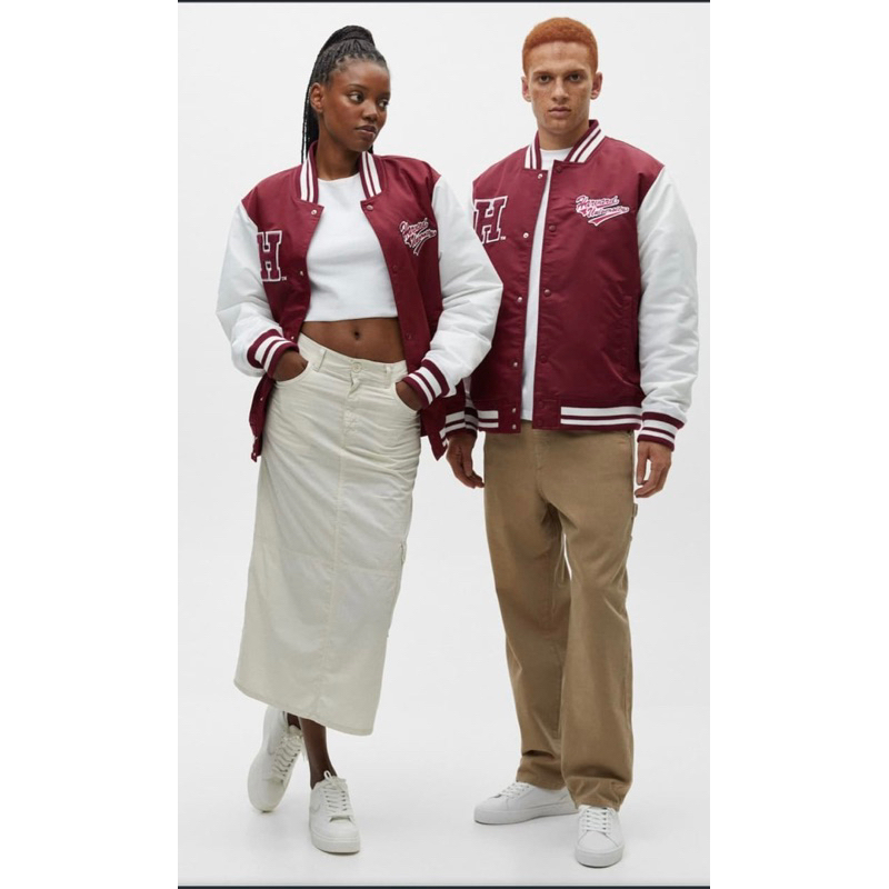 Jacket Varsity Pull&Bear Jaket PnB P&B Varsity Cowok Cewek Pria Wanita