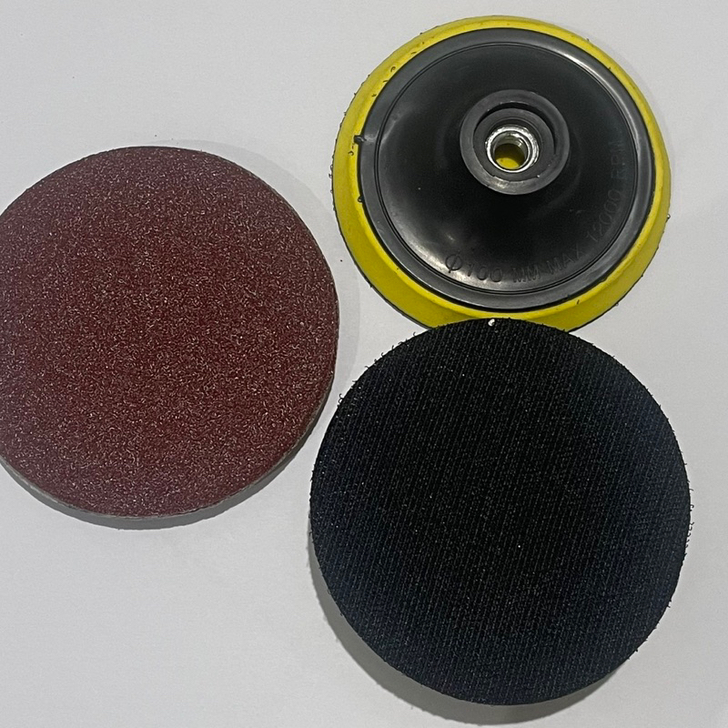 Paket tatakan amplas vercro 4” + amplas bulat tempel 4” 10pcs