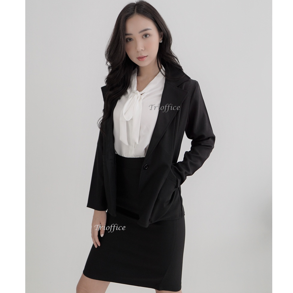 Blazer Wanita Formal Casual Bahan Katun Premium