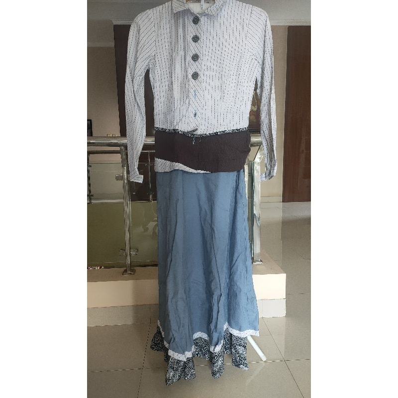 Gamis Tunika Putih Biru