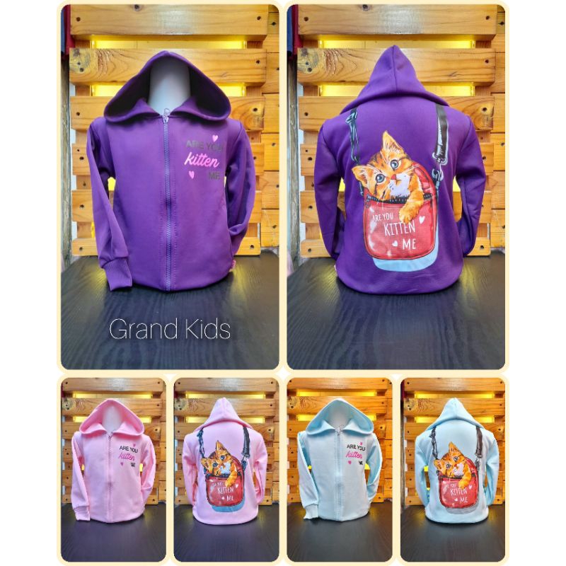 Model Baru/Jaket Anak Perempuan Cat Kitten/Kids Jacket/Jaket Anak Perempuan Kekinian/Jaket Anak Pere