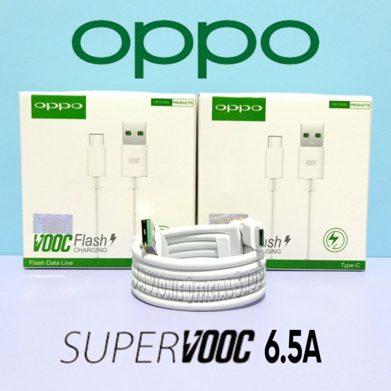 Kabel Data Charger OPPO Reno 1 2 2F 3 4 5F 5 6 7 7z 8 8T 8z PRO 4G 5G Original 6.5A Super VOOC TYPE C Flash Charge