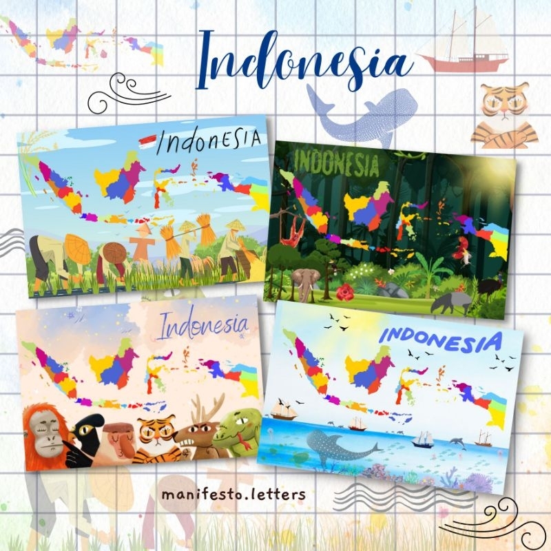 

Postcard Fun Map Indonesia | Kartu Pos Peta | Tematik Fact