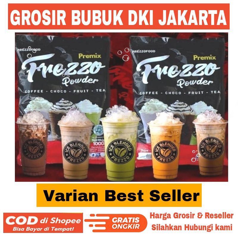 

Frezzo Bubuk Minuman Varian Best Seller 1 Kg Powder Drink Cappucino Cokelat Green tea Thai tea Alpukat Strawberry Durian Mangga Tiramissu Taro Bubble Gum Redvelvet