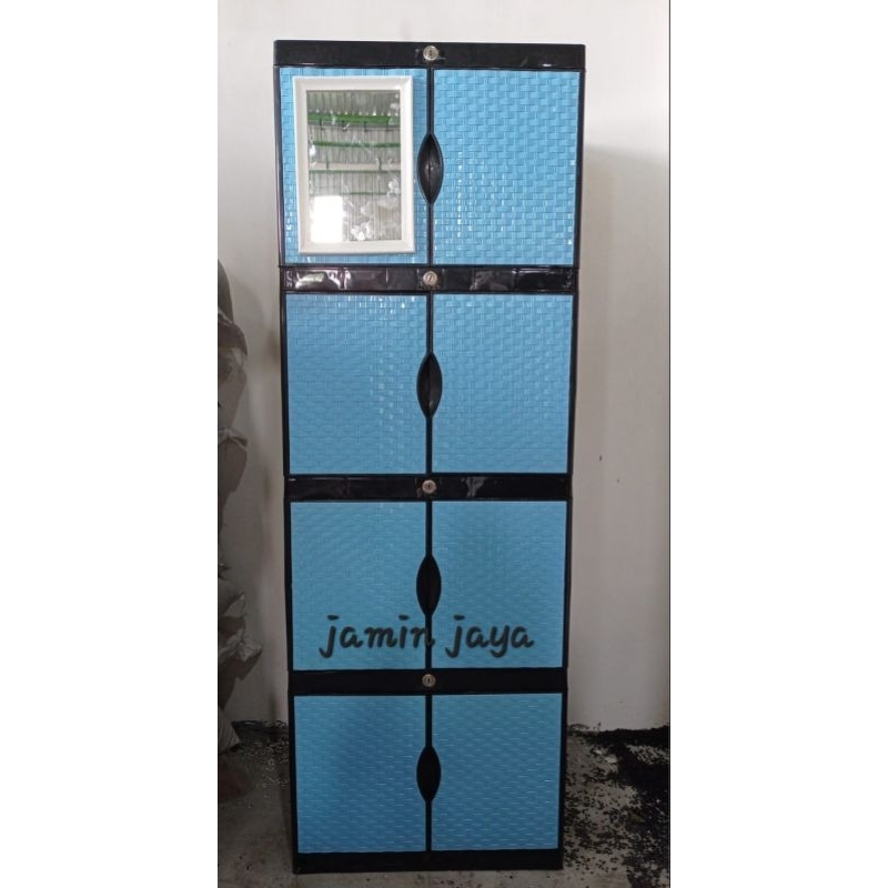 lemari plastik 4susun + kaca