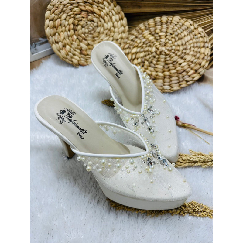 sepatu wedding yohanda wanita broken white 9cm