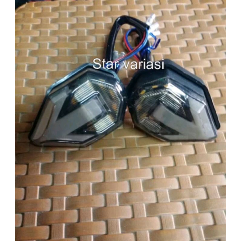 Sen Tempel Lampu Sein Tempel Fairing 2 Warna Model Panah Sein LED 2 In 1