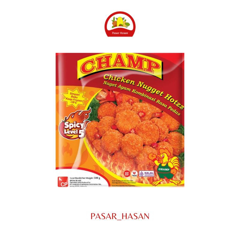 

500gr Chicken Nugget Hotzzzz Champ / Naget Pedas | Frozen Food | Pasar Hasan