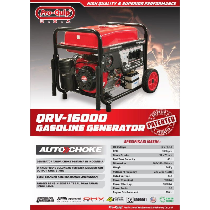 Genset Generator PRO-QUIP 10.000Watt QRV-16000