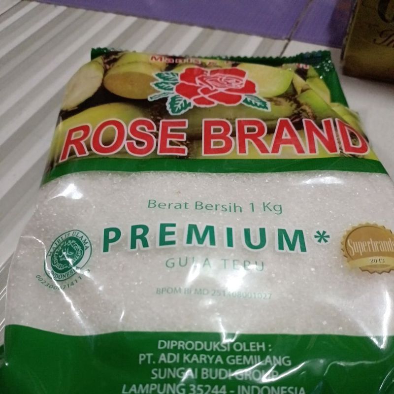 GULA ROSE BRAND PUTIH  DAN KUNING UKURAN 1 KG*20 BKS, SATU DUS. SAMEDAY/INSTANT