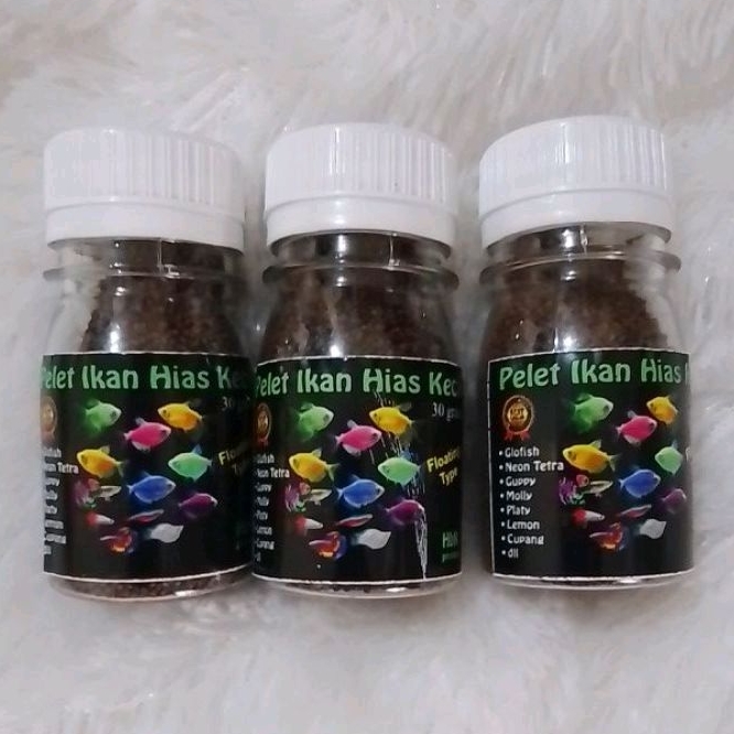 (HBK PRODUCT) Pelet Ikan Hias Kecil Glofish/Glowfish Makanan Ikan Guppy Platis Molly Neon Cupang 30GR