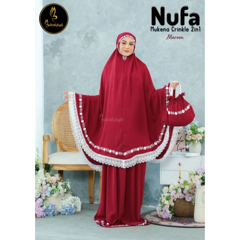 MUKENA NUFA CRINCLE 2 IN 1 BY BUTTERFLY HIJAB