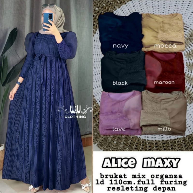 Alice Maxy | Gamis Brukat Malika Mix Organza