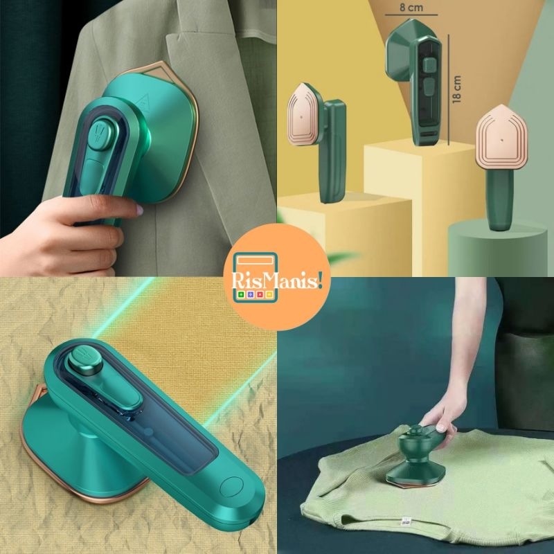 PORTABLE STEAMER IRON - Setrika Uap Ukuran Mini 30 watt Hemat Listrik Handle Pegangan Bebas Panas Steamer Baju Import 220 volt Tangki Air 100 ml Semprotan Pelembut Pakaian Portabel Anti Kusut