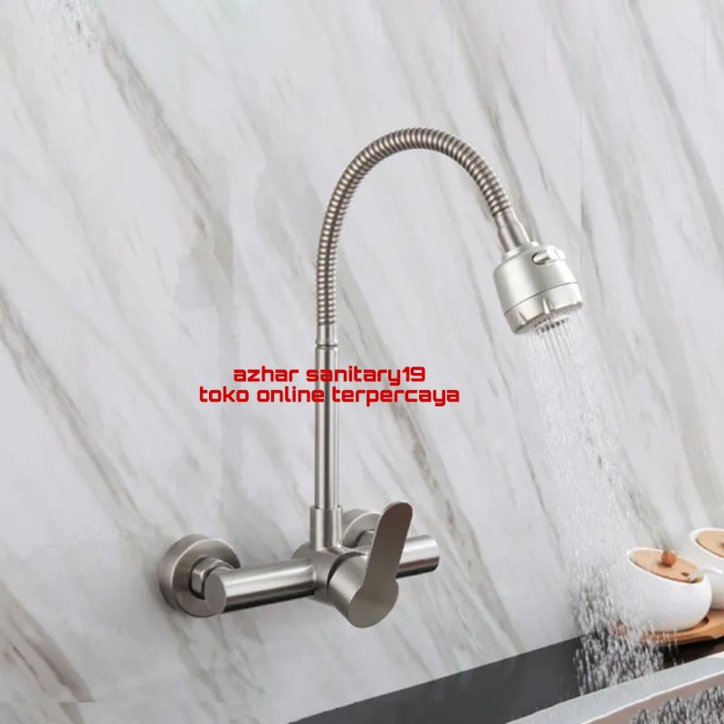 kran cuci piring panas dingin fleksibel dinding/ kran dapur fleksibel 2 metode
