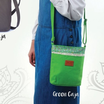 Tas selempang slempang sling bag mini kecil korea hp wanita anak kain kanvas resleting simple Heejou Green Caja