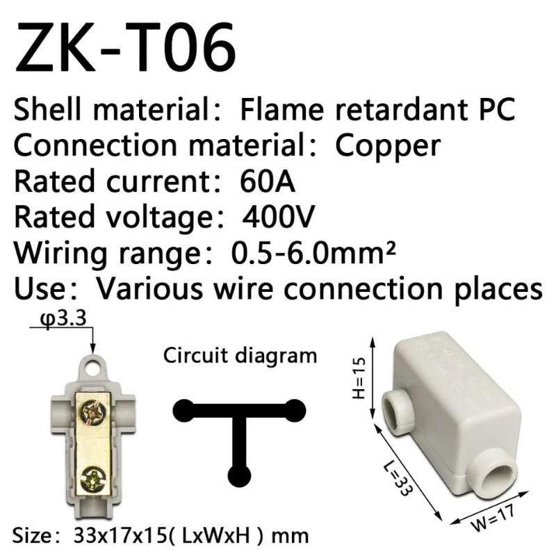 Terminal Block Blok T Konektor Kabel HIGH POWER CONNECTOR ZK-T06 Sambungan Kabel