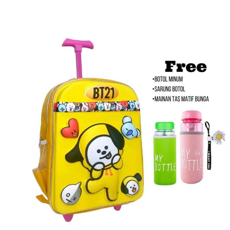 Tas Troli Anak Perempuan Gratis Bonus - Ransel Anak Perempuan - Ransel Troli Anak TK - Troli sd - Tas Gratis pensil - Tas Sekolah Anak