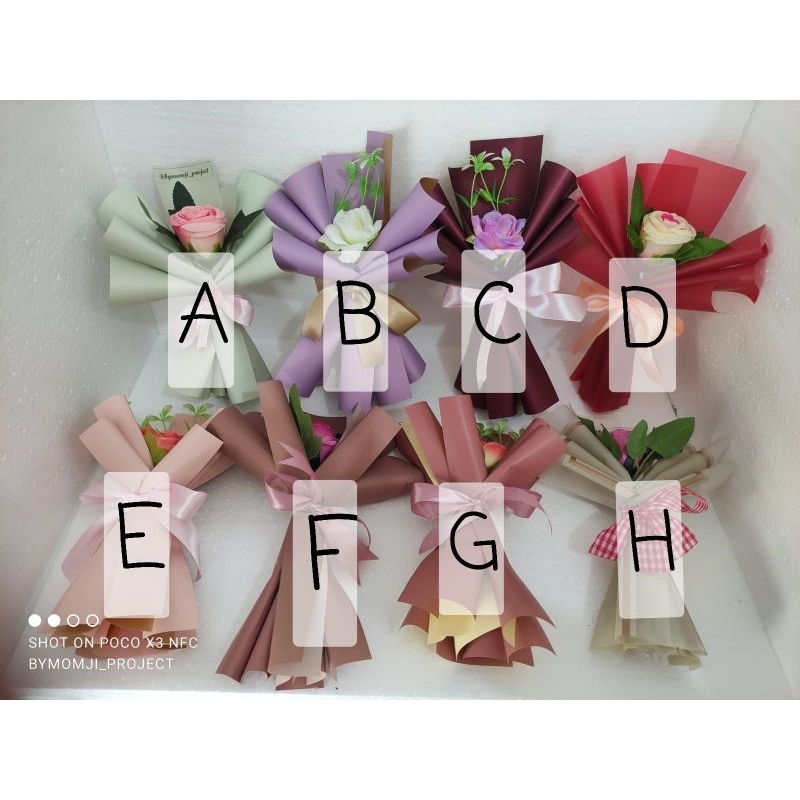 SINGLE ROSE STEM BOUQUET ARTIFICIAL / BUKET BUNGA MAWAR SATU TANGKAI PALSU