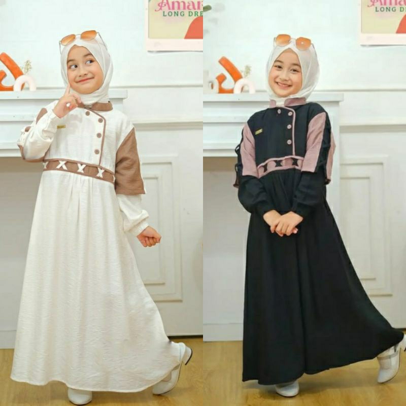 Amara maxy kids gamis anak terbaru usia 5-14 tahun / gamis anak lebaran model kekinian / gamis anak model korea