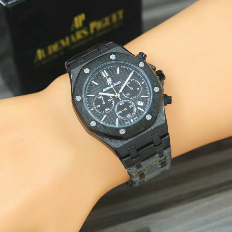 AP CHRONOGRAPH AKTIF JAM TANGAN AUDEM45 P1GUET TERBARU RANTAI STAINLISS PRIA FREE BOX