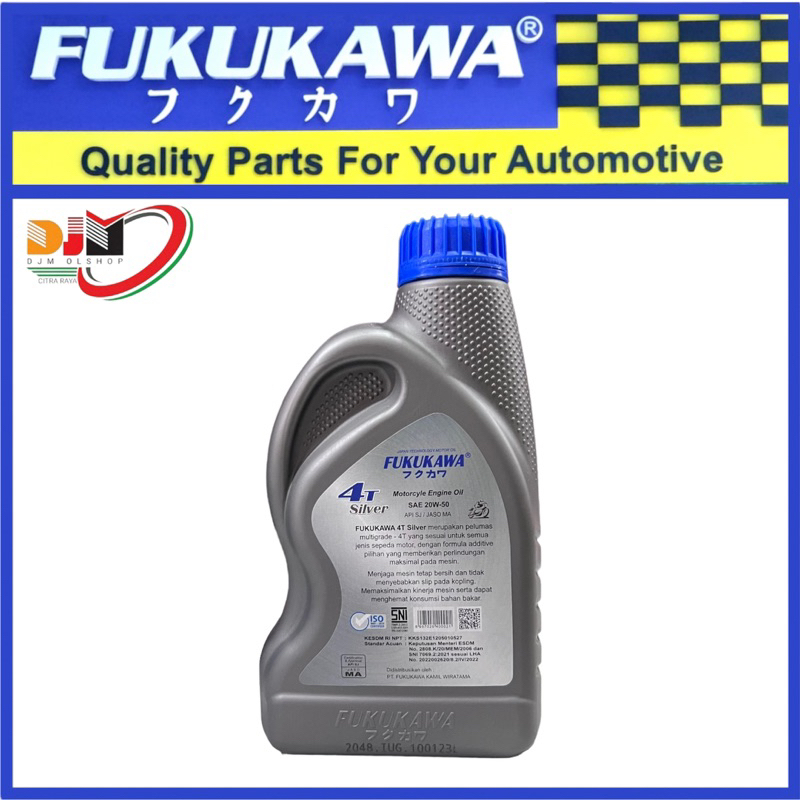 Oil Mesin Fukukawa 4T Silver Isi 800ml For 4tak Bebek SAE 20W-50 API SJ JASO MA Oil Asli