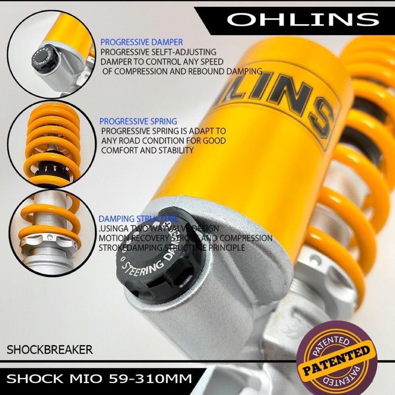 Shock Tabung Bawah OHLNS shock belakang beat Vario 330mm 310mm universal