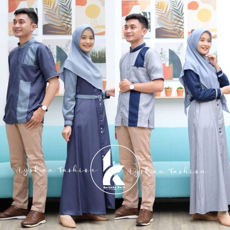 Gamis Couple Lebaran 2023 Drees Kondangan Baju Couple Pasangan Bahan Katun Toyobo