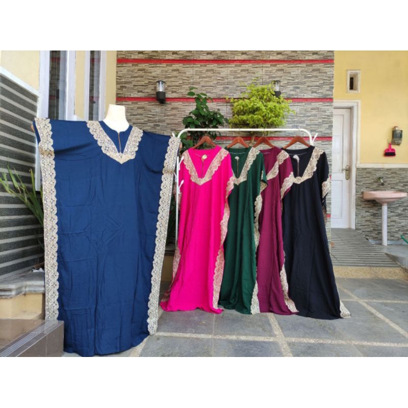 Daster KAFTAN JUMBO bahan Rayon Tebal Resleting Depan Lengan Pendek LD 140 cm PB 140 cm