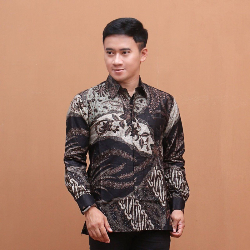 Atasan Tunik Batik Couple Kemeja Batik Pria Lengan Panjang Best Seller Kain Katun - Motif Siput Hijau