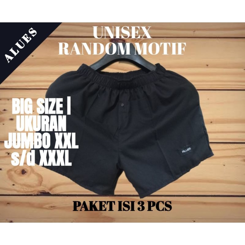 Paket Isi 3 Pcs BOXER BIG SIZE/BOXER UKURAN JUMBO/BOXER UNISEX/BOXER PRIA WANITA