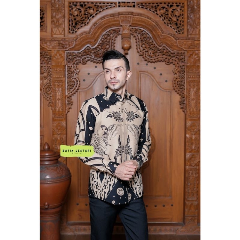 PARIKESIT HITAM Kemeja Batik Pria Lengan Panjang Slim Fit Premium Modern Full Furing Katun Halus