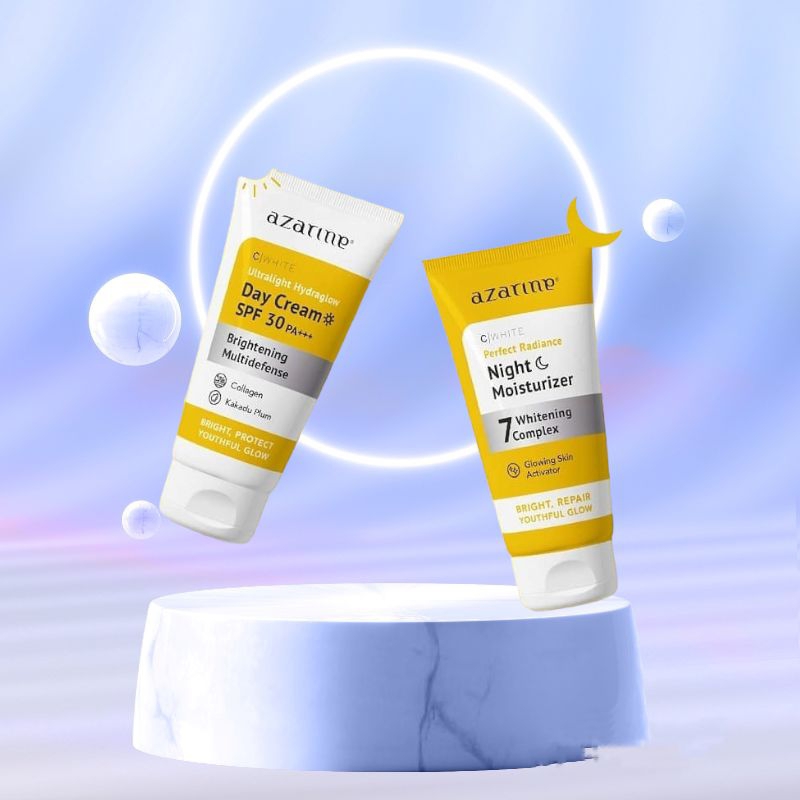 [Original]Azarin Azarine Krim Siang Malam Perawatan Wajah Glowing Skincare Routine Siang Malam Krim 