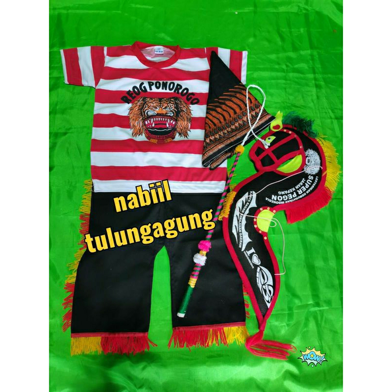 setelan kaos reog Ponorogo kuda lumping spon cambuk udeng jawa