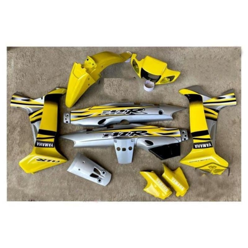 cover body halus full set yamaha fiz r se kuning silver fiz r