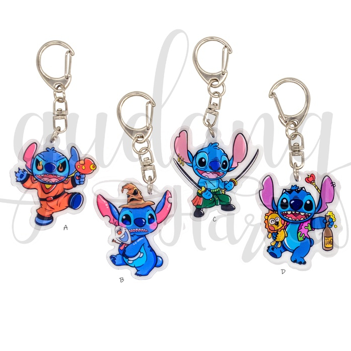 Gantungan Kunci Akrilik Stitch Murmer Keychain Motif Blue Monster Unik GH 302183