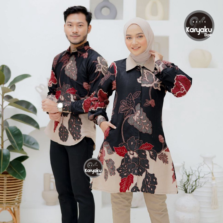 Batik Couple Modern Tunik Batik Wanita Atasan Batik Kerja Kantor Wanita