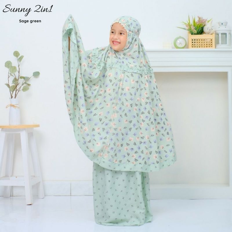 Mukena Anak Resleting Dagu Sunny 2in1