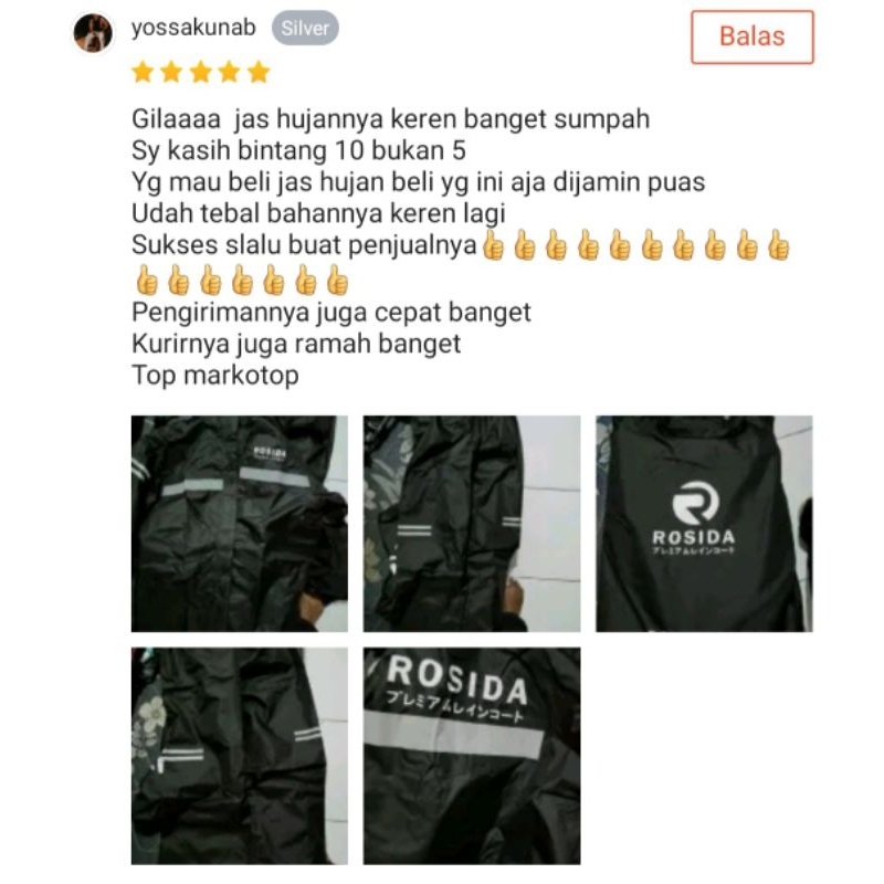 Jas Hujan ROSIDA 888 100% ORIGINAL M-XXXXL