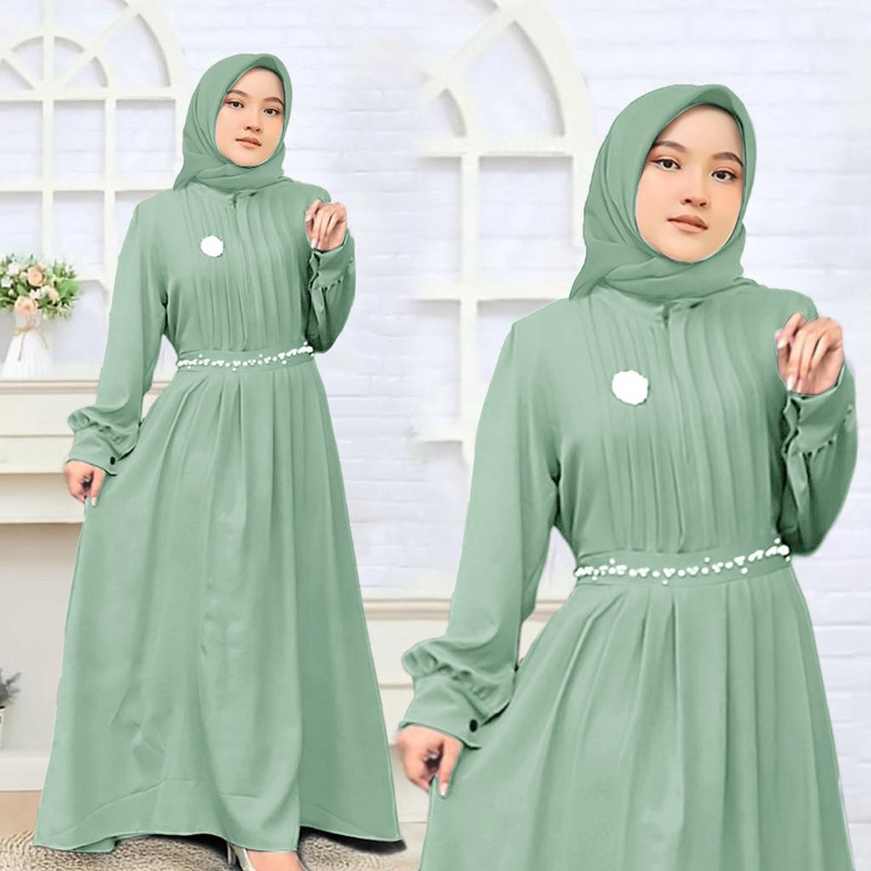 MAXI DRESS REIN RELINE GAMIS ANAK PEREMPUAN TERBARU BAHAN SHAKILA PREMIUM AKSEN MUTIARA PEARL TEMBAK