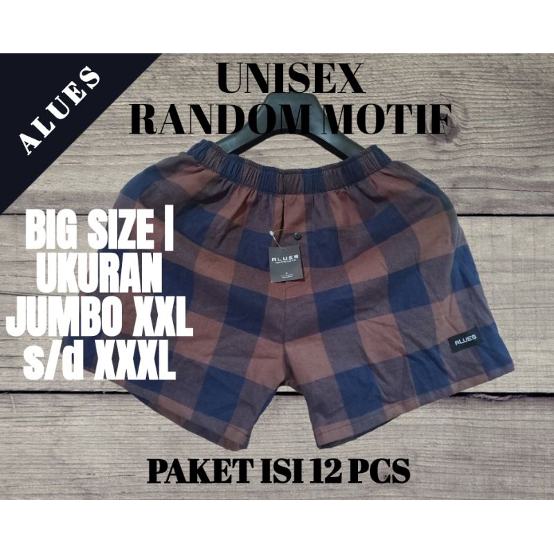 Paket Isi 12 Pcs BOXER BIG SIZE/BOXER UKURAN JUMBO/BOXER UNISEX/BOXER PRIA WANITA