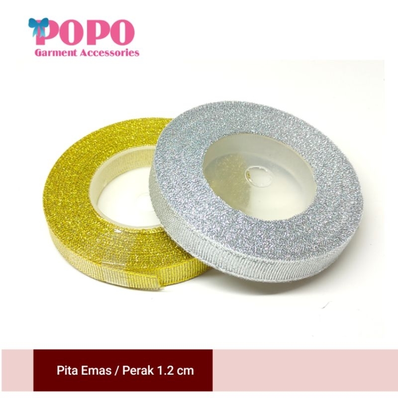 pita emas 1/2 inchi ( lebar 1.2 cm ) per Roll