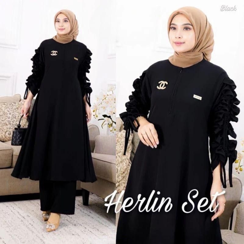 HERLIN TUNIK/SETELAN TUNIK CRINKLE AIRFLO/SETELAN TUNIK WANITA