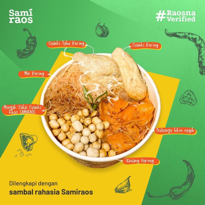 Cuanki Geprek Instan Sami Raos Extra Mie Kuning Asli Sambal Geprek