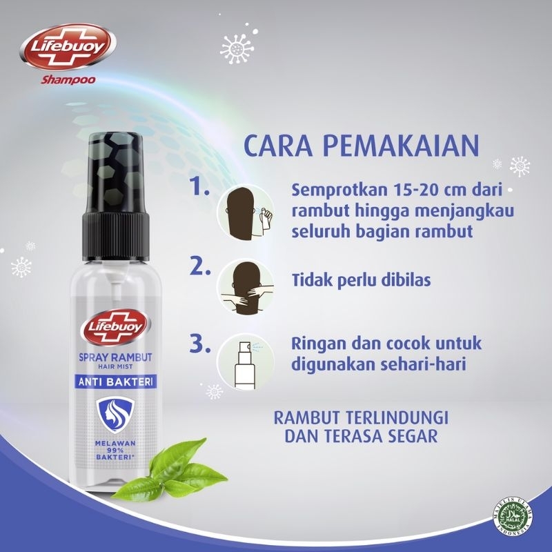 Lifebuoy Hair Mist 60ml Rambut 99% Anti Bakteri Tanpa Bilas 60 ML