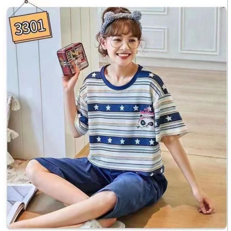 Baju tidur wanita piyama kaos import fashion new