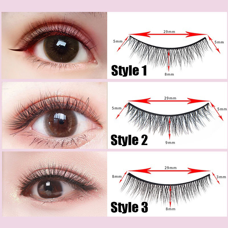 5PASANG - 3D mink eyelashes natural short Nature Fake eyelash handmade single lashes false separate fishtail light weight