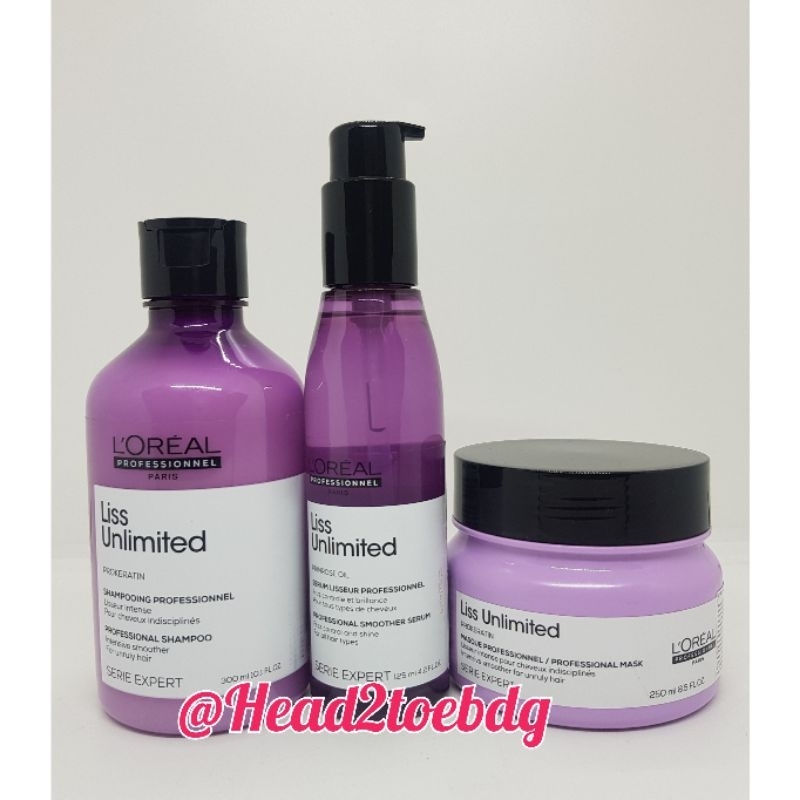 loreal Paket Shampo Serum Masker Liss Unlimited untuk rambut sehabis di smothing