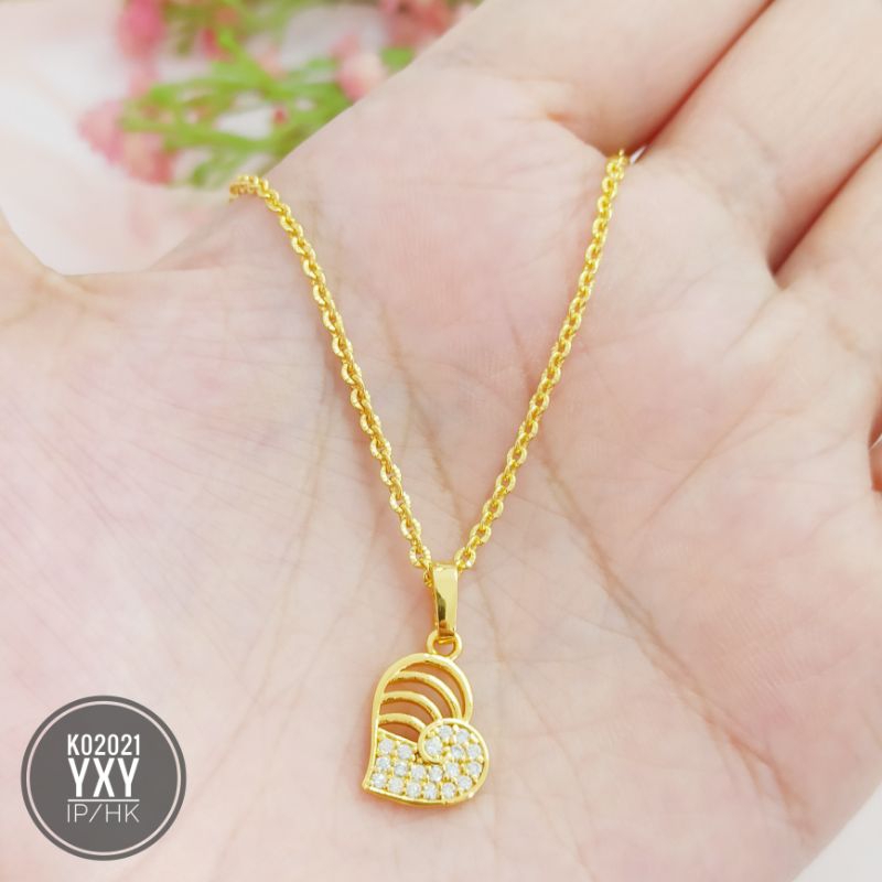 Kalung yaxiya love zircon warna 24k K02021