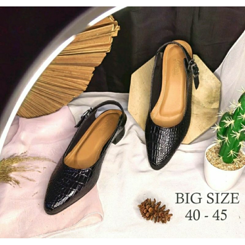 BIG SIZE 40-41-42-43-44-45 / OXPORD CLARA Wanita Lancip Ukuran Besar Hitam Crocoo Sepatu Formal